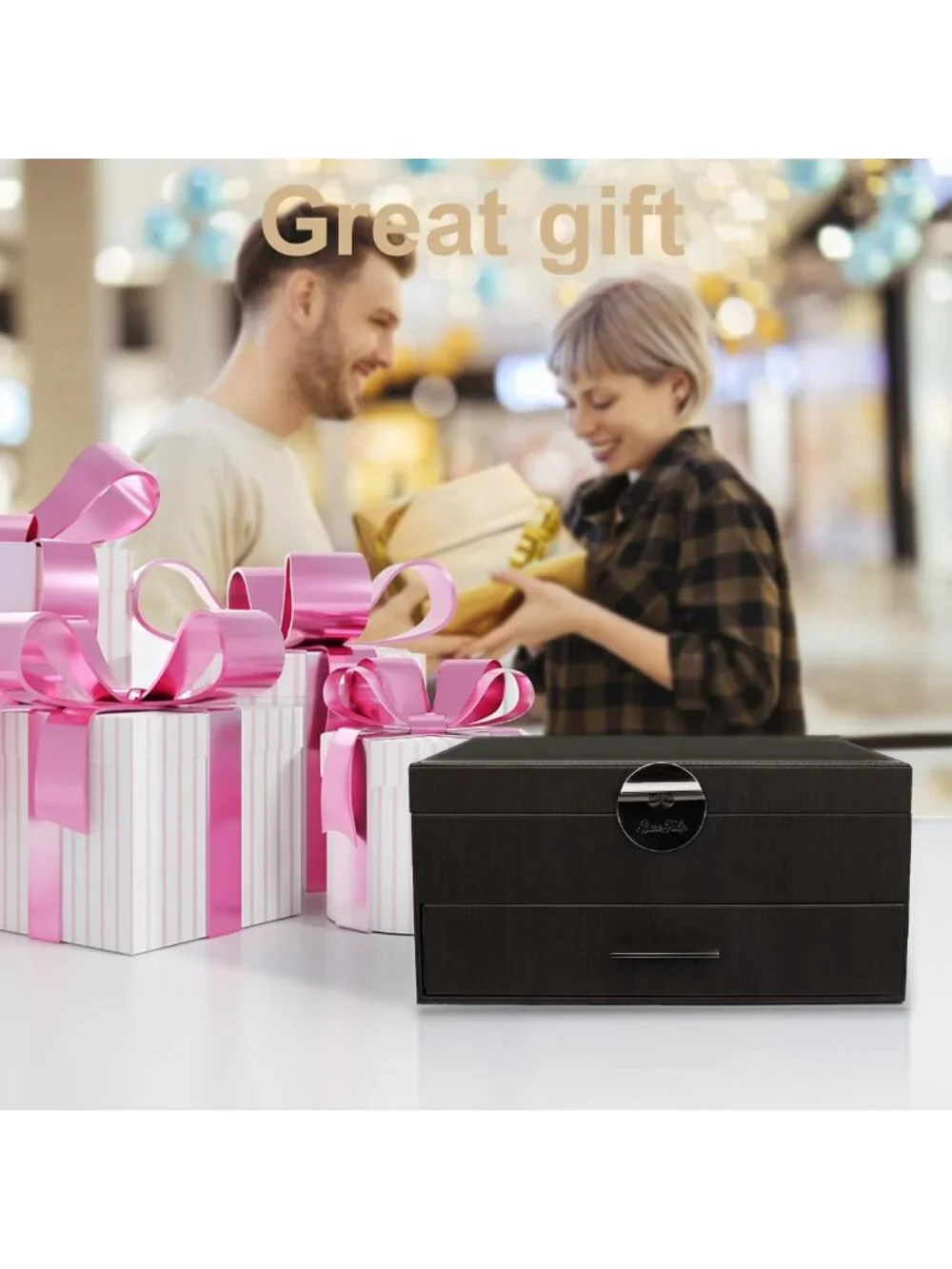 Stylish 2-Layer Jewelry Box Organizer for Men - Watch, Ring & Cufflink Storage